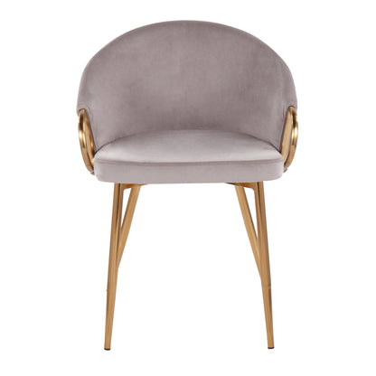 Claire Contemporary/Glam Chair in Gold Metal and Black Faux Leather   - Set of 2
