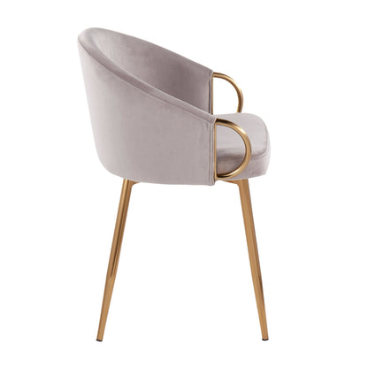 Claire Contemporary/Glam Chair in Gold Metal and Black Faux Leather   - Set of 2