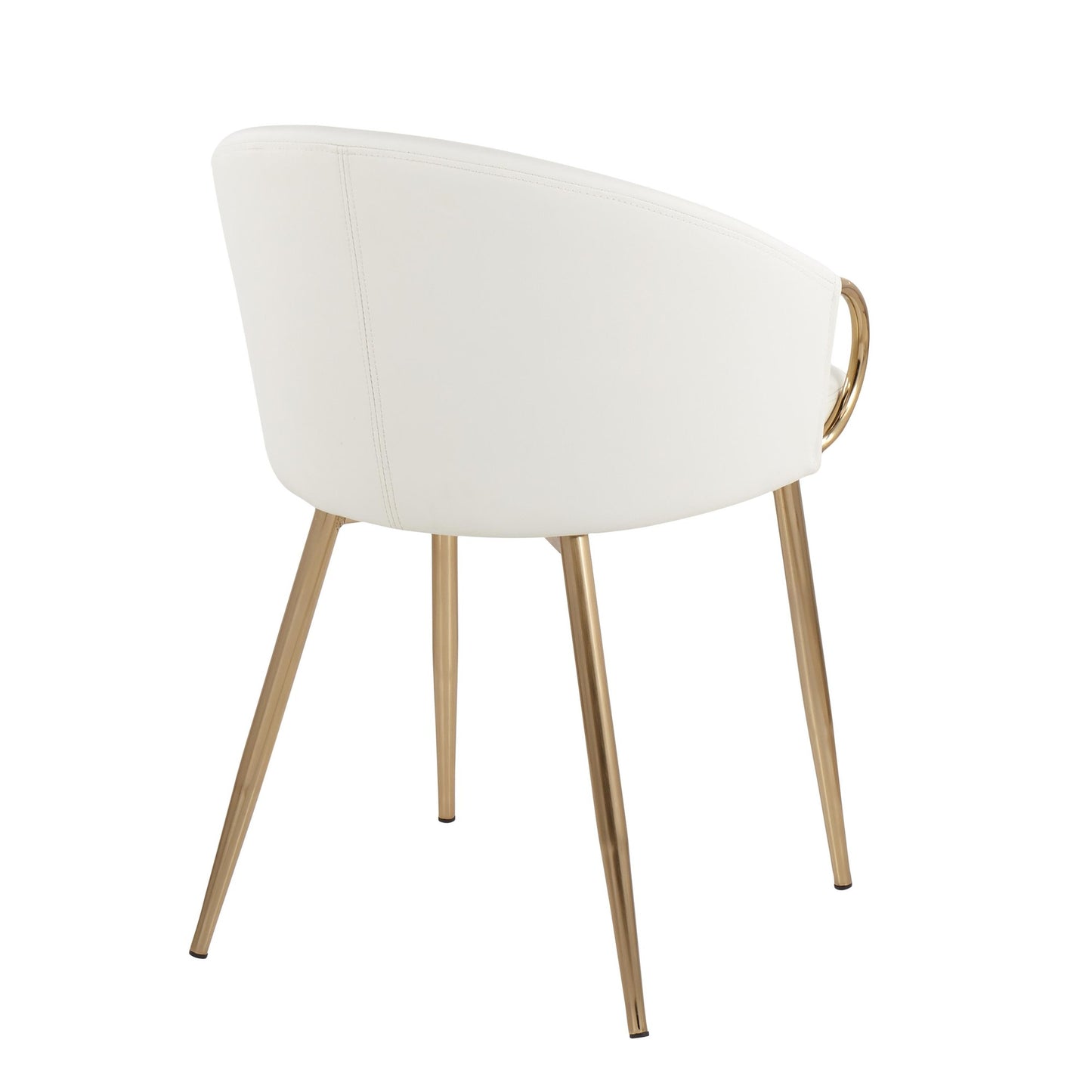 Claire Contemporary/Glam Chair in Gold Metal and Black Faux Leather   - Set of 2