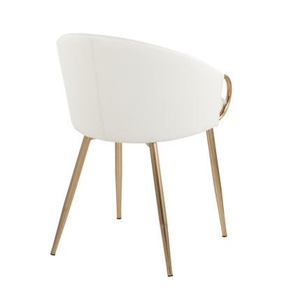 Claire Contemporary/Glam Chair in Gold Metal and Black Faux Leather   - Set of 2