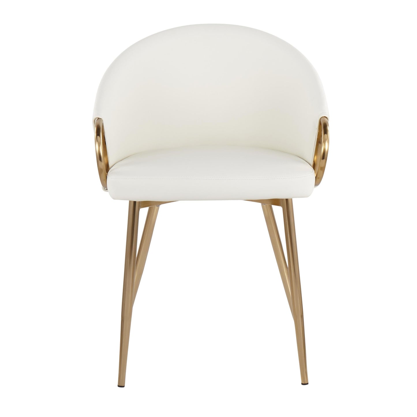 Claire Contemporary/Glam Chair in Gold Metal and Black Faux Leather   - Set of 2