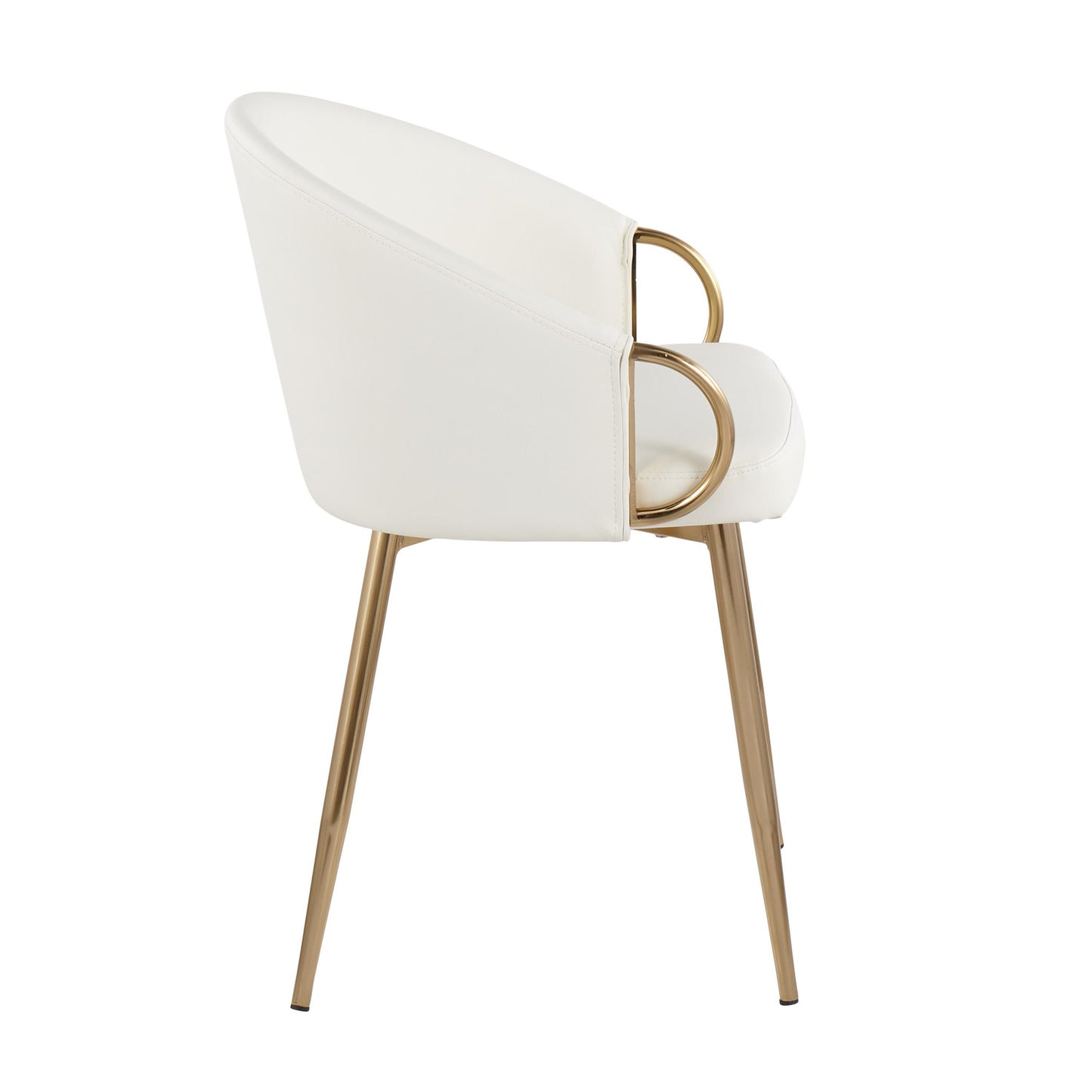 Claire Contemporary/Glam Chair in Gold Metal and Black Faux Leather   - Set of 2