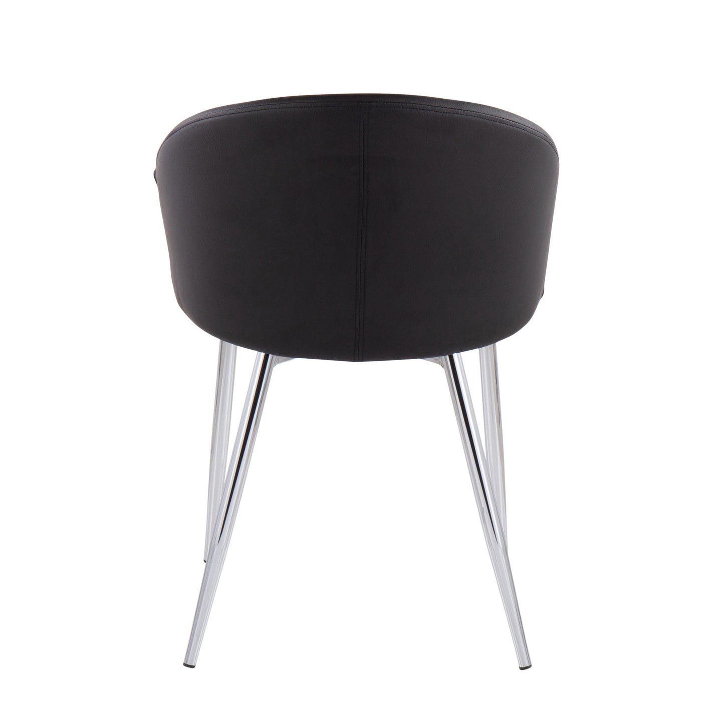 Claire Contemporary/Glam Chair in Gold Metal and Black Faux Leather   - Set of 2