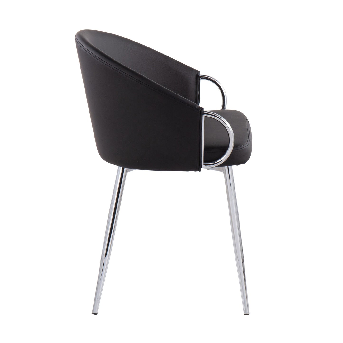 Claire Contemporary/Glam Chair in Gold Metal and Black Faux Leather   - Set of 2