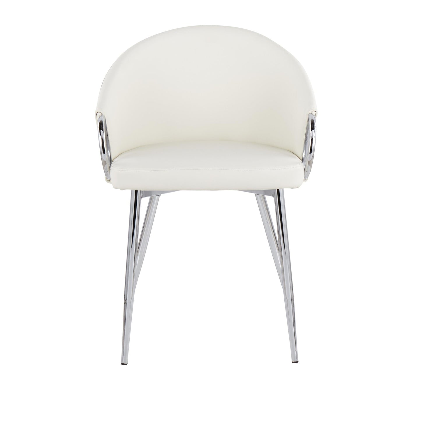 Claire Contemporary/Glam Chair in Gold Metal and Black Faux Leather   - Set of 2