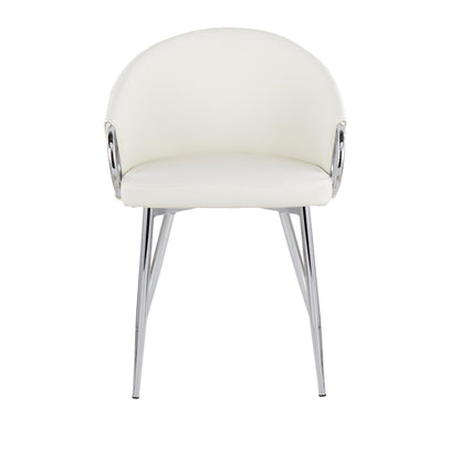 Claire Contemporary/Glam Chair in Gold Metal and Black Faux Leather   - Set of 2