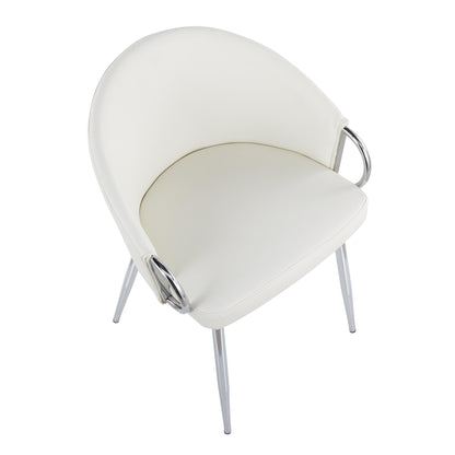 Claire Contemporary/Glam Chair in Gold Metal and Black Faux Leather   - Set of 2