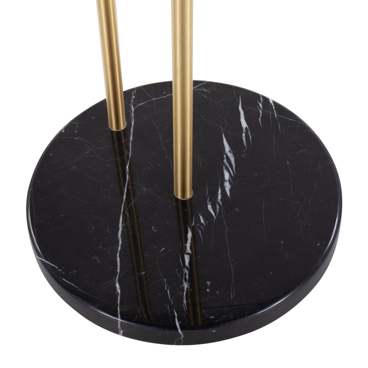 Claire Contemporary/Glam Side Table in Black Marble and Gold Steel with Clear Glass Top