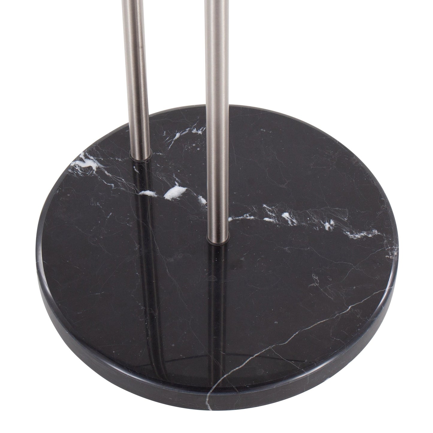Claire Contemporary/Glam Side Table in Black Marble and Gold Steel with Clear Glass Top