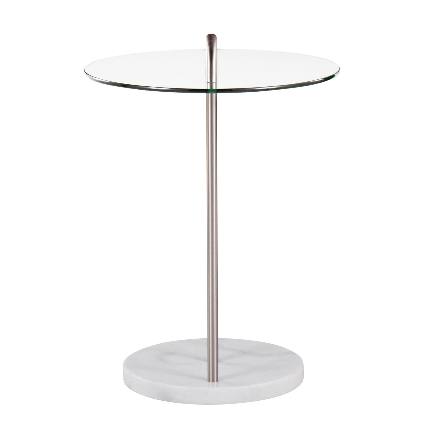 Claire Contemporary/Glam Side Table in Black Marble and Gold Steel with Clear Glass Top