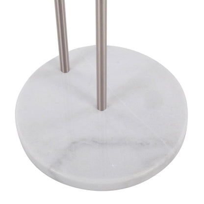 Claire Contemporary/Glam Side Table in Black Marble and Gold Steel with Clear Glass Top