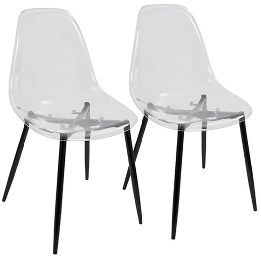 Clara Mid-Century Modern Dining Chair in Black and Clear   - Set of 2