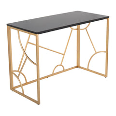 Constellation Contemporary Desk in Gold Metal and Black Wood