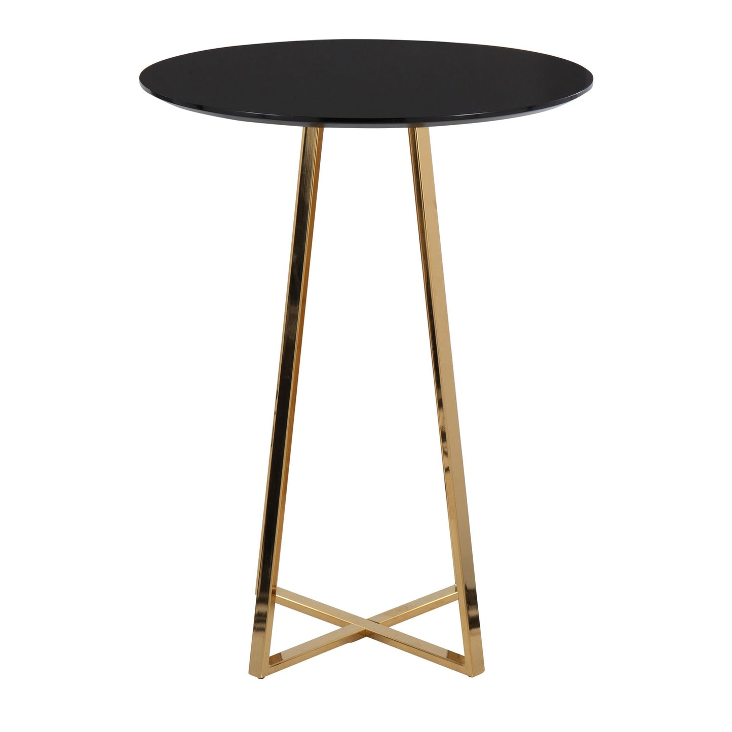 Cosmo Cece Contemporary/Glam Counter Table in Gold Steel and White Wood