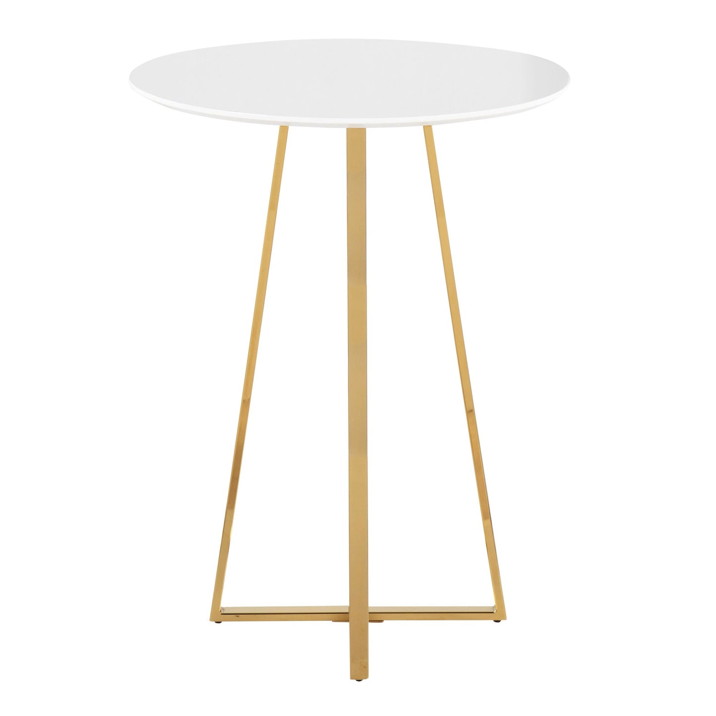 Cosmo Cece Contemporary/Glam Counter Table in Gold Steel and White Wood