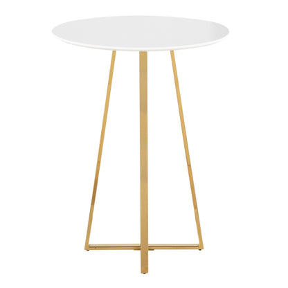 Cosmo Cece Contemporary/Glam Counter Table in Gold Steel and White Wood