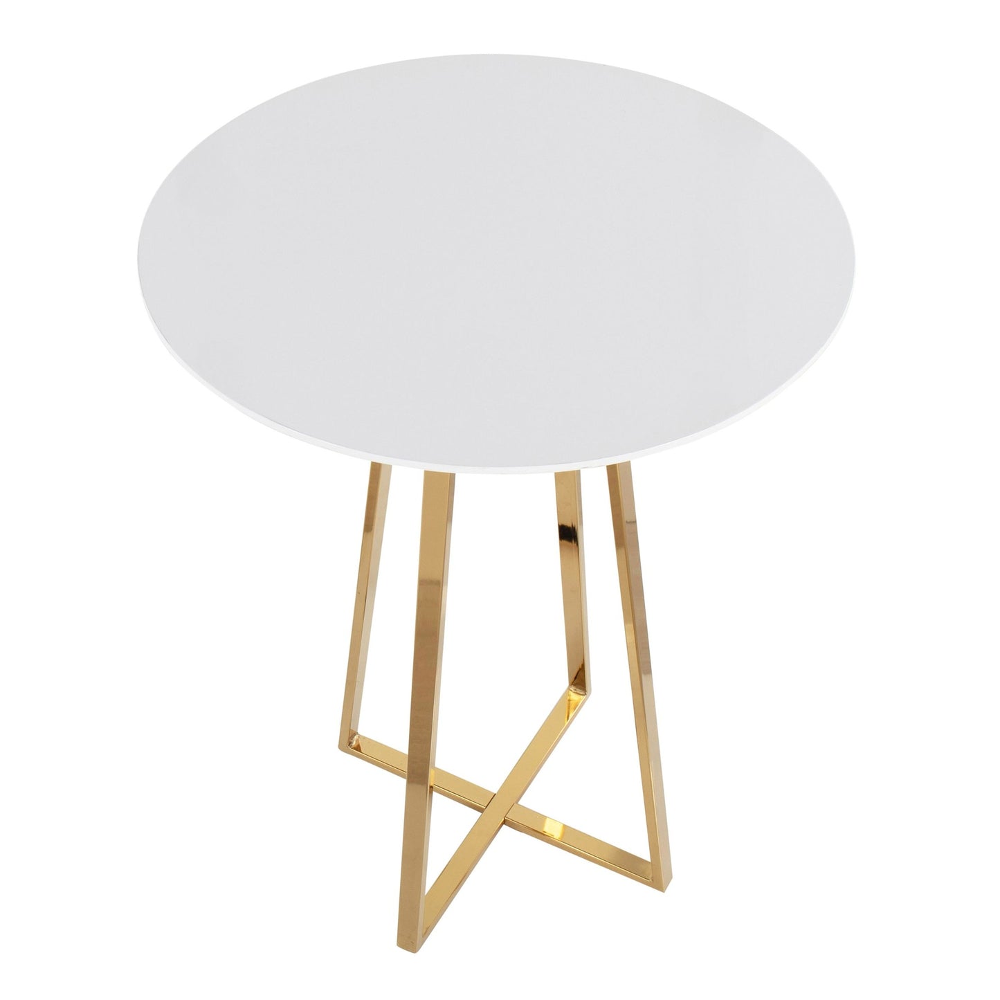 Cosmo Cece Contemporary/Glam Counter Table in Gold Steel and White Wood