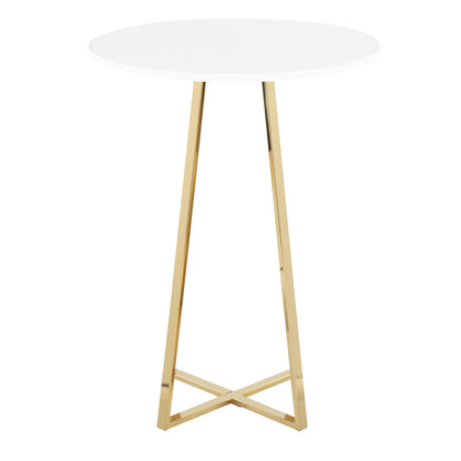 Cosmo Cece Contemporary/Glam Counter Table in Gold Steel and White Wood