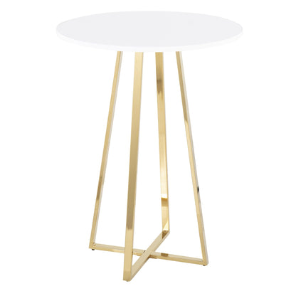 Cosmo Cece Contemporary/Glam Counter Table in Gold Steel and White Wood