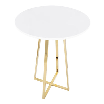 Cosmo Cece Contemporary/Glam Counter Table in Gold Steel and White Wood