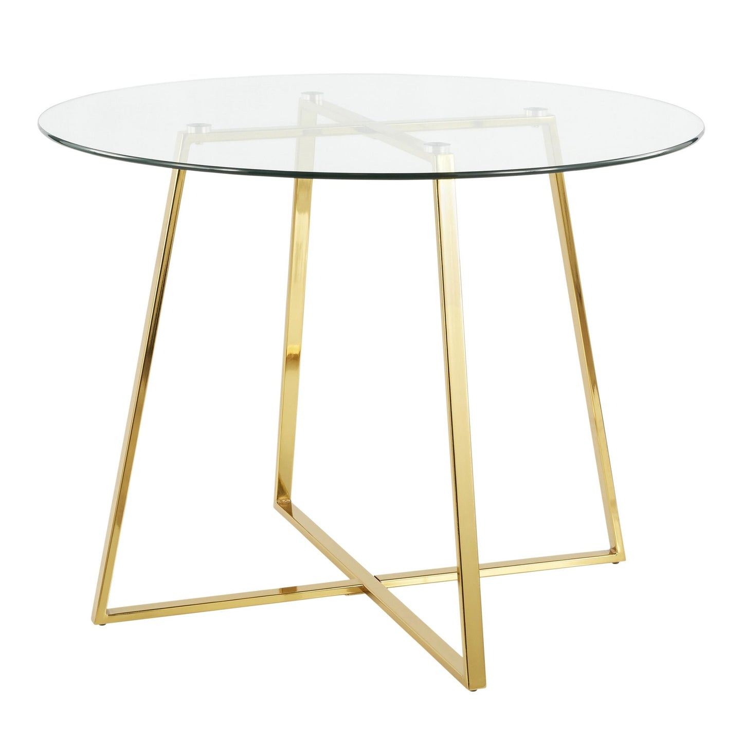 Cosmo Contemporary/Glam Dining Table in Gold Metal and Clear Tempered Glass