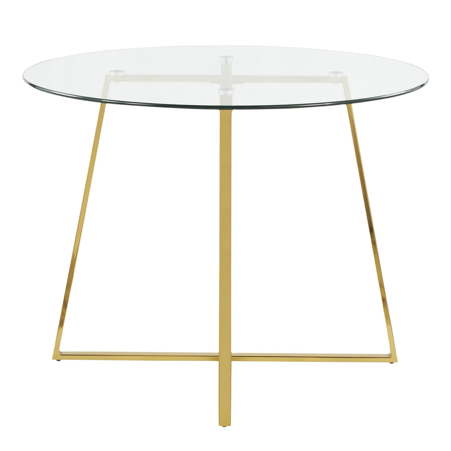 Cosmo Contemporary/Glam Dining Table in Gold Metal and Clear Tempered Glass