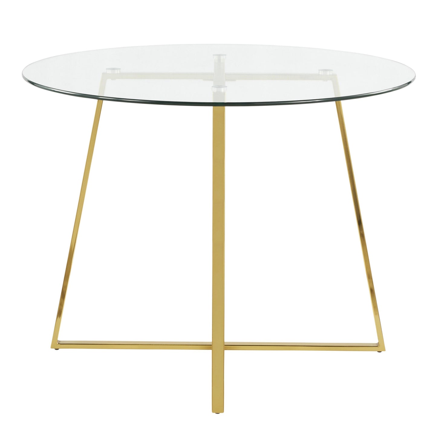 Cosmo Contemporary/Glam Dining Table in Gold Metal and Clear Tempered Glass