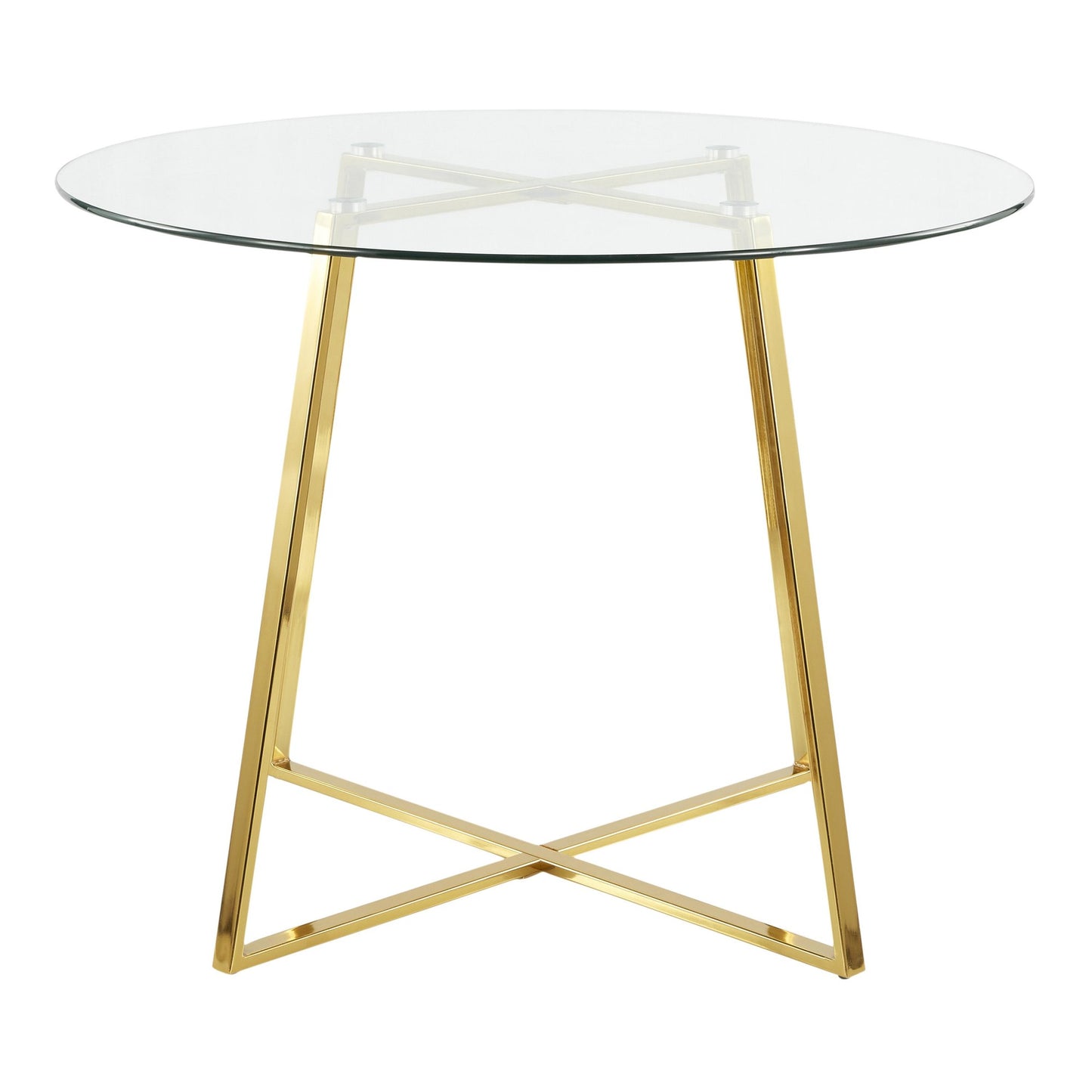Cosmo Contemporary/Glam Dining Table in Gold Metal and Clear Tempered Glass