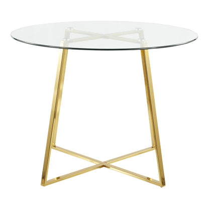 Cosmo Contemporary/Glam Dining Table in Gold Metal and Clear Tempered Glass