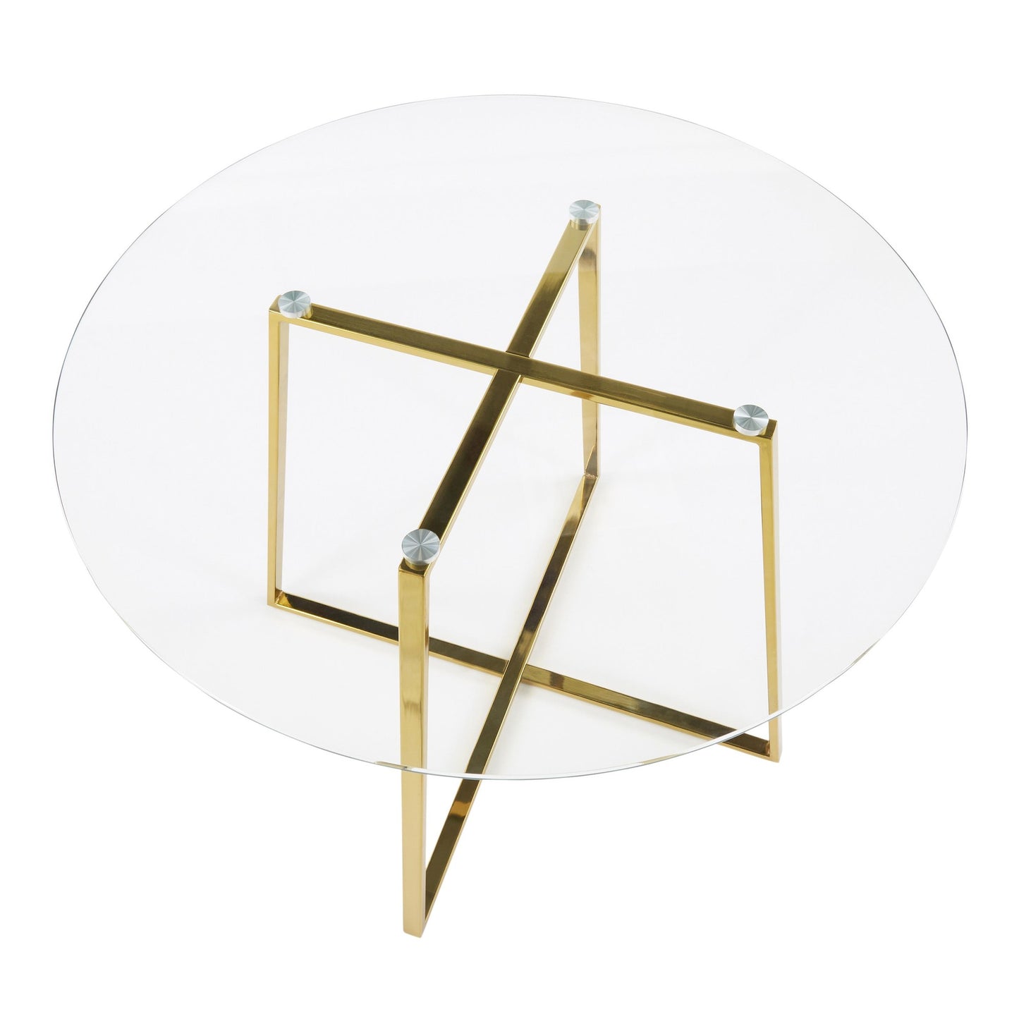 Cosmo Contemporary/Glam Dining Table in Gold Metal and Clear Tempered Glass