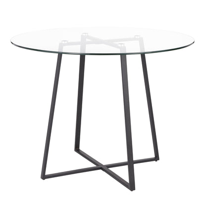 Cosmo Contemporary/Glam Dining Table in Gold Metal and Clear Tempered Glass