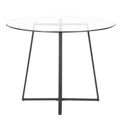Cosmo Contemporary/Glam Dining Table in Gold Metal and Clear Tempered Glass