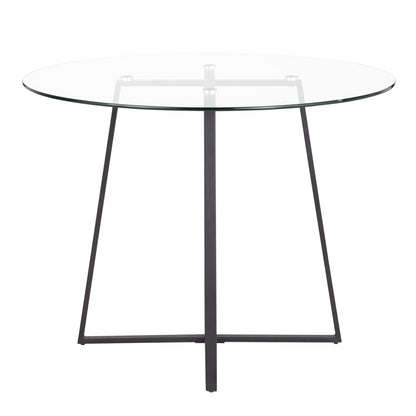 Cosmo Contemporary/Glam Dining Table in Gold Metal and Clear Tempered Glass