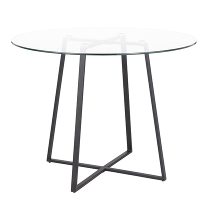 Cosmo Contemporary/Glam Dining Table in Gold Metal and Clear Tempered Glass