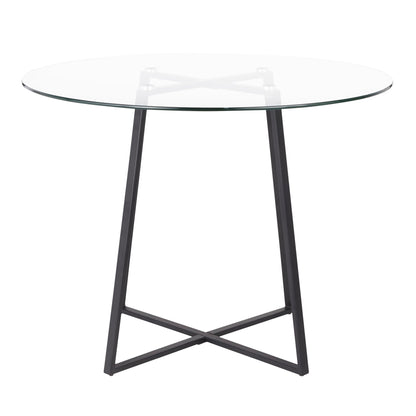 Cosmo Contemporary/Glam Dining Table in Gold Metal and Clear Tempered Glass