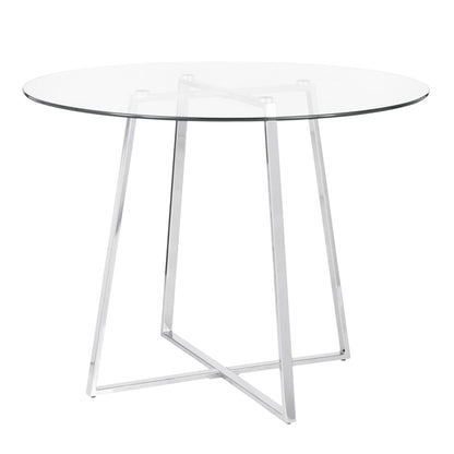 Cosmo Contemporary/Glam Dining Table in Gold Metal and Clear Tempered Glass