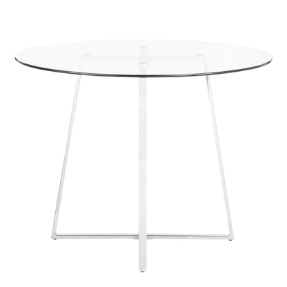Cosmo Contemporary/Glam Dining Table in Gold Metal and Clear Tempered Glass