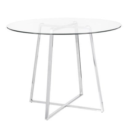 Cosmo Contemporary/Glam Dining Table in Gold Metal and Clear Tempered Glass