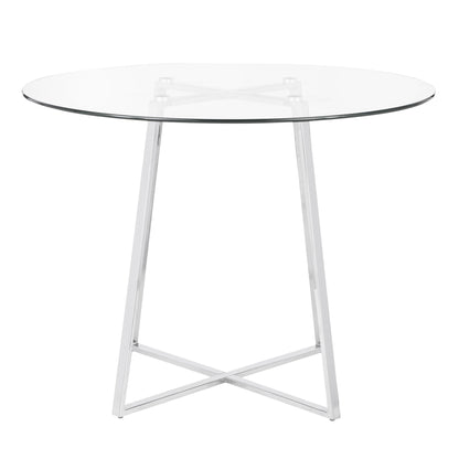 Cosmo Contemporary/Glam Dining Table in Gold Metal and Clear Tempered Glass
