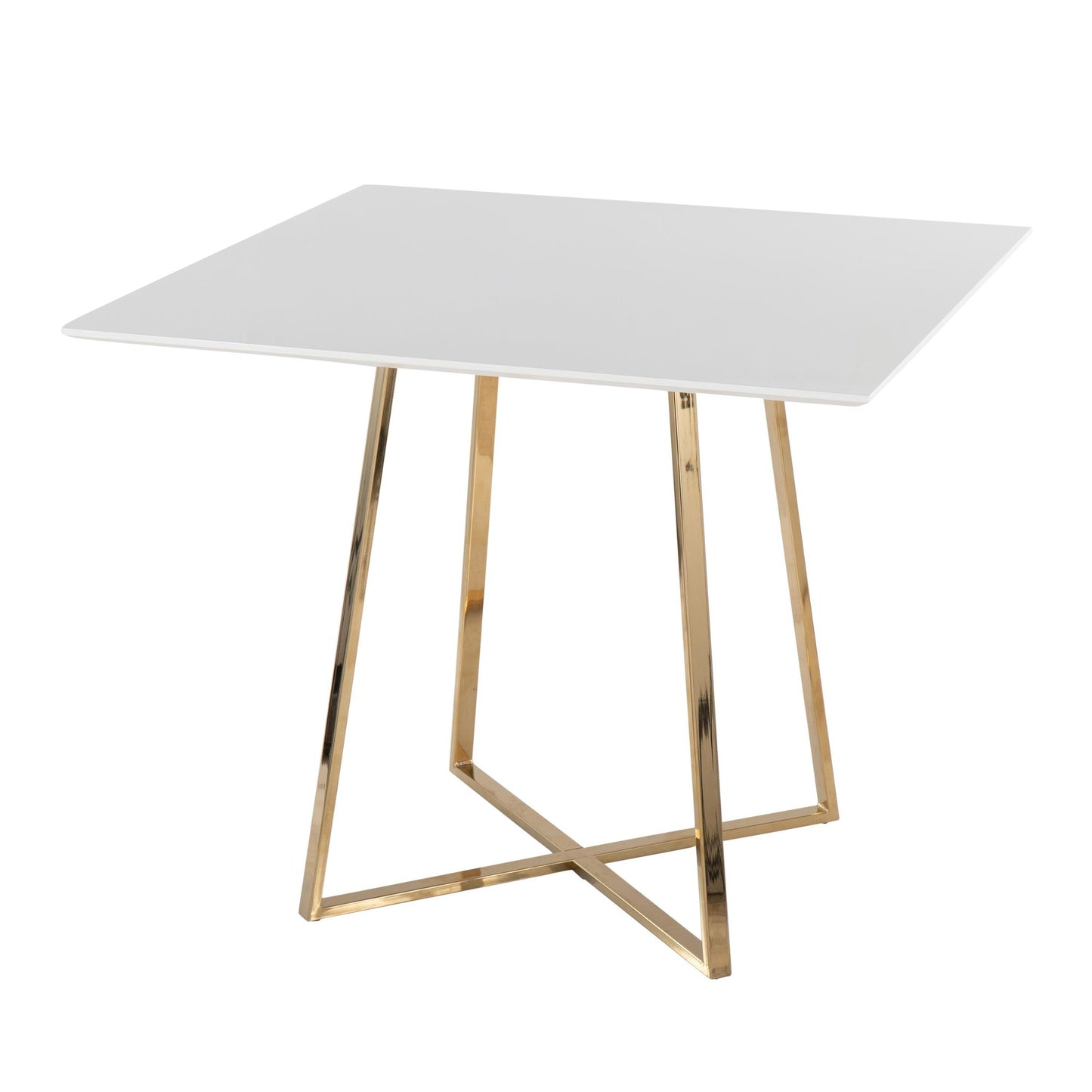 Cosmo Contemporary/glam Square Dining Table with Gold Metal Legs and Clear Glass Top