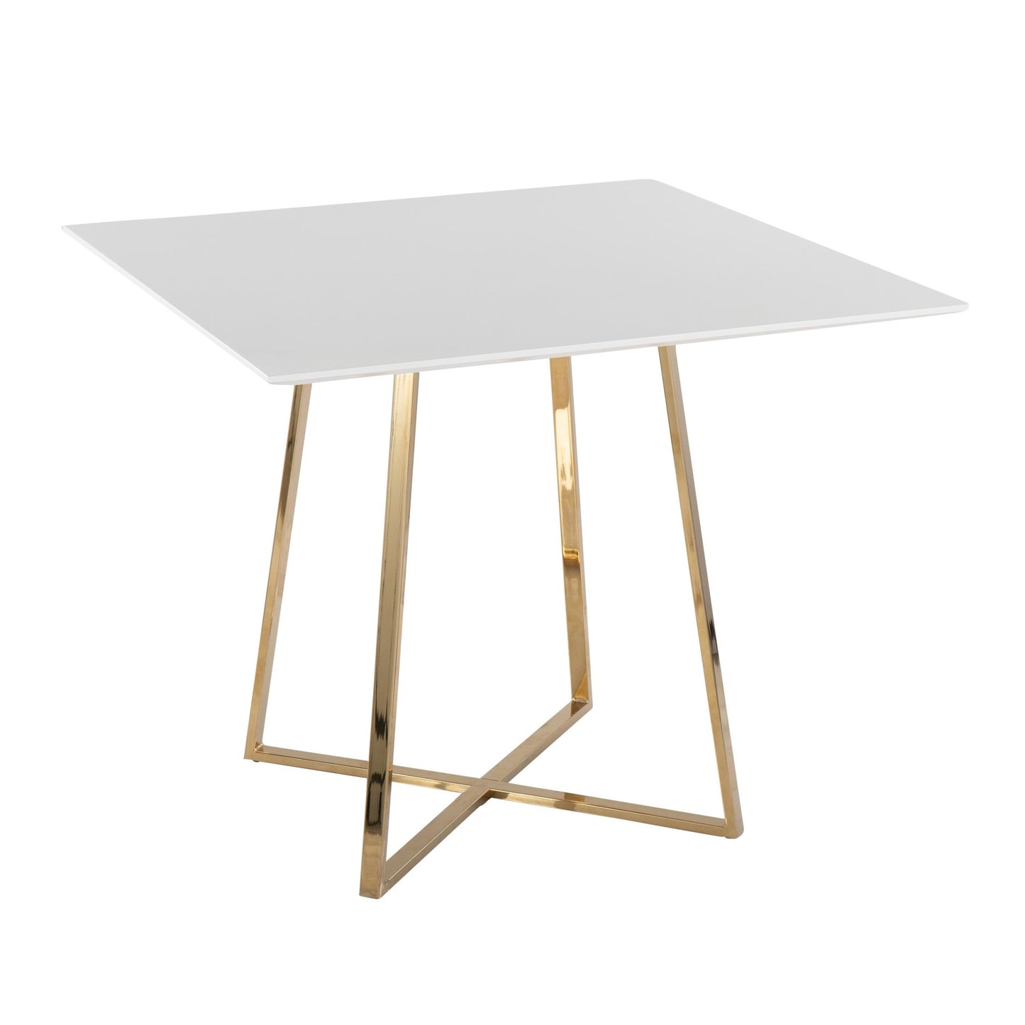 Cosmo Contemporary/glam Square Dining Table with Gold Metal Legs and Clear Glass Top