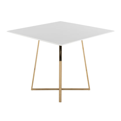 Cosmo Contemporary/glam Square Dining Table with Gold Metal Legs and Clear Glass Top