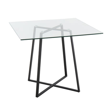 Cosmo Contemporary/glam Square Dining Table with Gold Metal Legs and Clear Glass Top