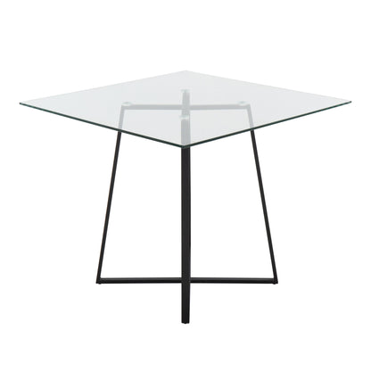 Cosmo Contemporary/glam Square Dining Table with Gold Metal Legs and Clear Glass Top