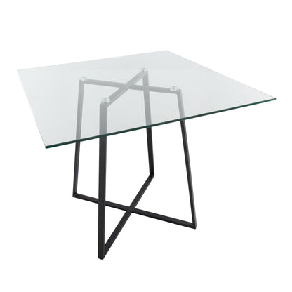 Cosmo Contemporary/glam Square Dining Table with Gold Metal Legs and Clear Glass Top