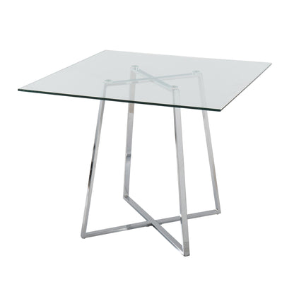 Cosmo Contemporary/glam Square Dining Table with Gold Metal Legs and Clear Glass Top