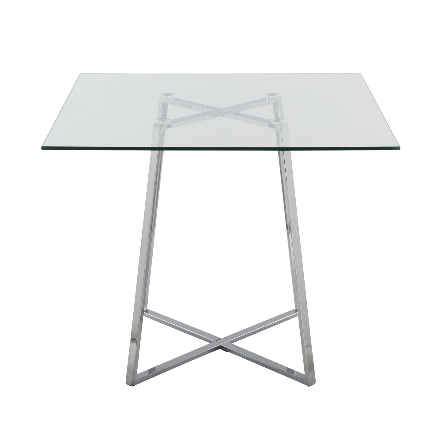 Cosmo Contemporary/glam Square Dining Table with Gold Metal Legs and Clear Glass Top