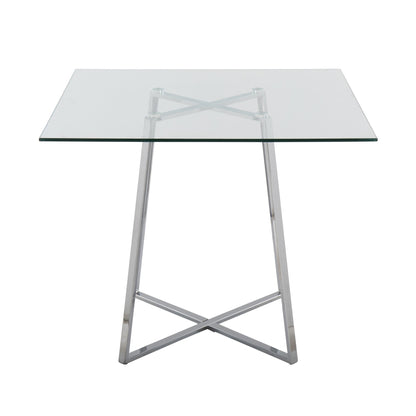 Cosmo Contemporary/glam Square Dining Table with Gold Metal Legs and Clear Glass Top