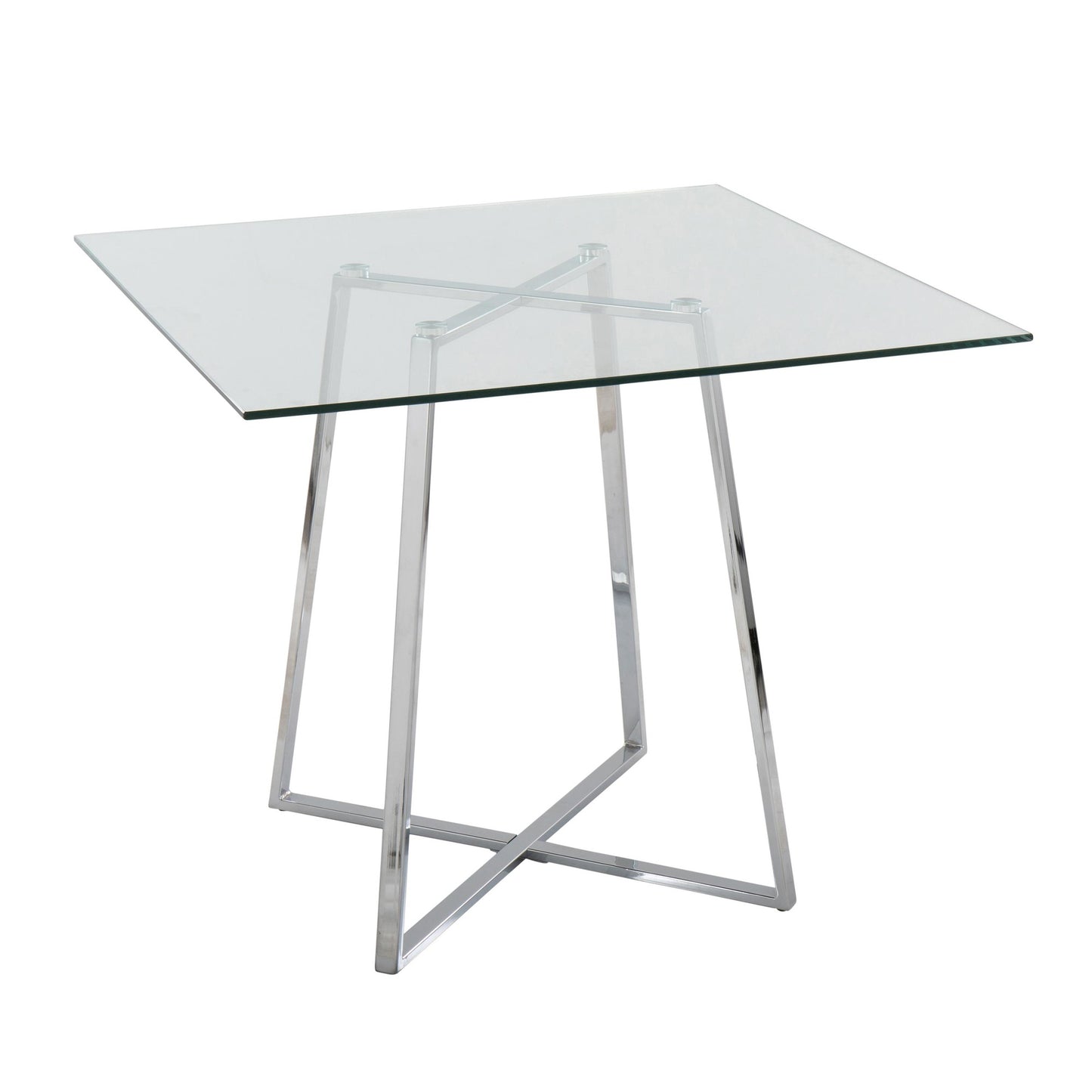 Cosmo Contemporary/glam Square Dining Table with Gold Metal Legs and Clear Glass Top