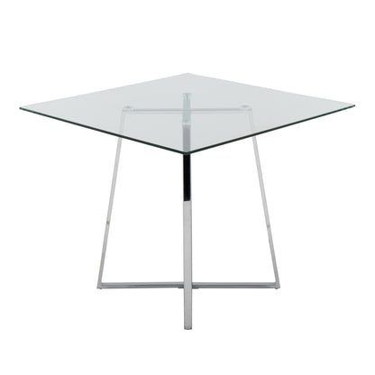 Cosmo Contemporary/glam Square Dining Table with Gold Metal Legs and Clear Glass Top